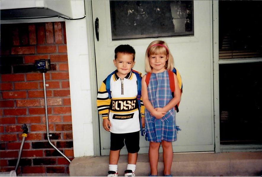 Brandon and a longtime friend on their first day of school